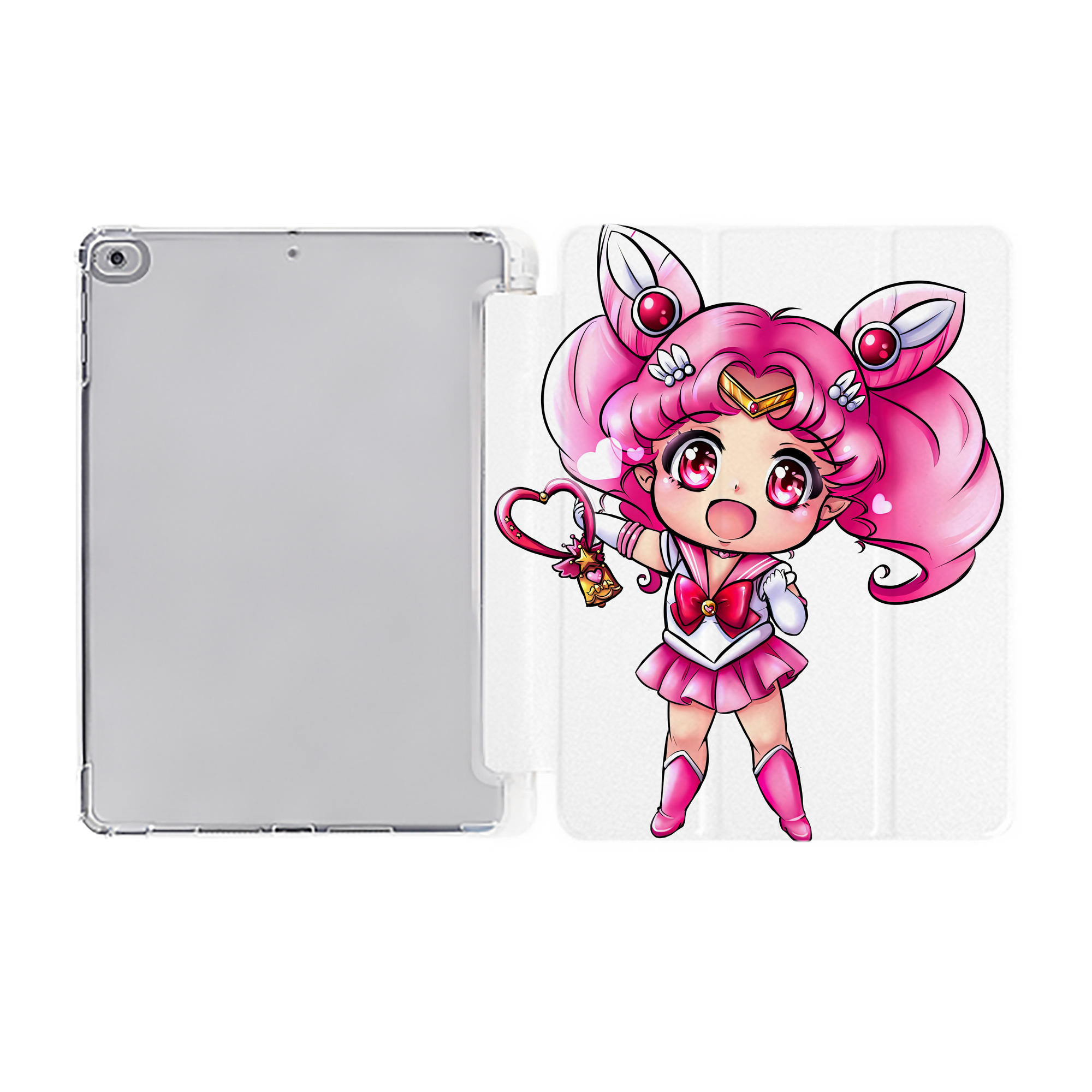 （画像用） 美少女戦士セーラームーン ちびうさ Sailor Moon Chibiusa Tsukino Usagi Small Lady Serenity IPad ケース ペン収納付き 三つ折りスタンド PUレザー×シリコン 対応機種9.5/10.5/10.9インチ